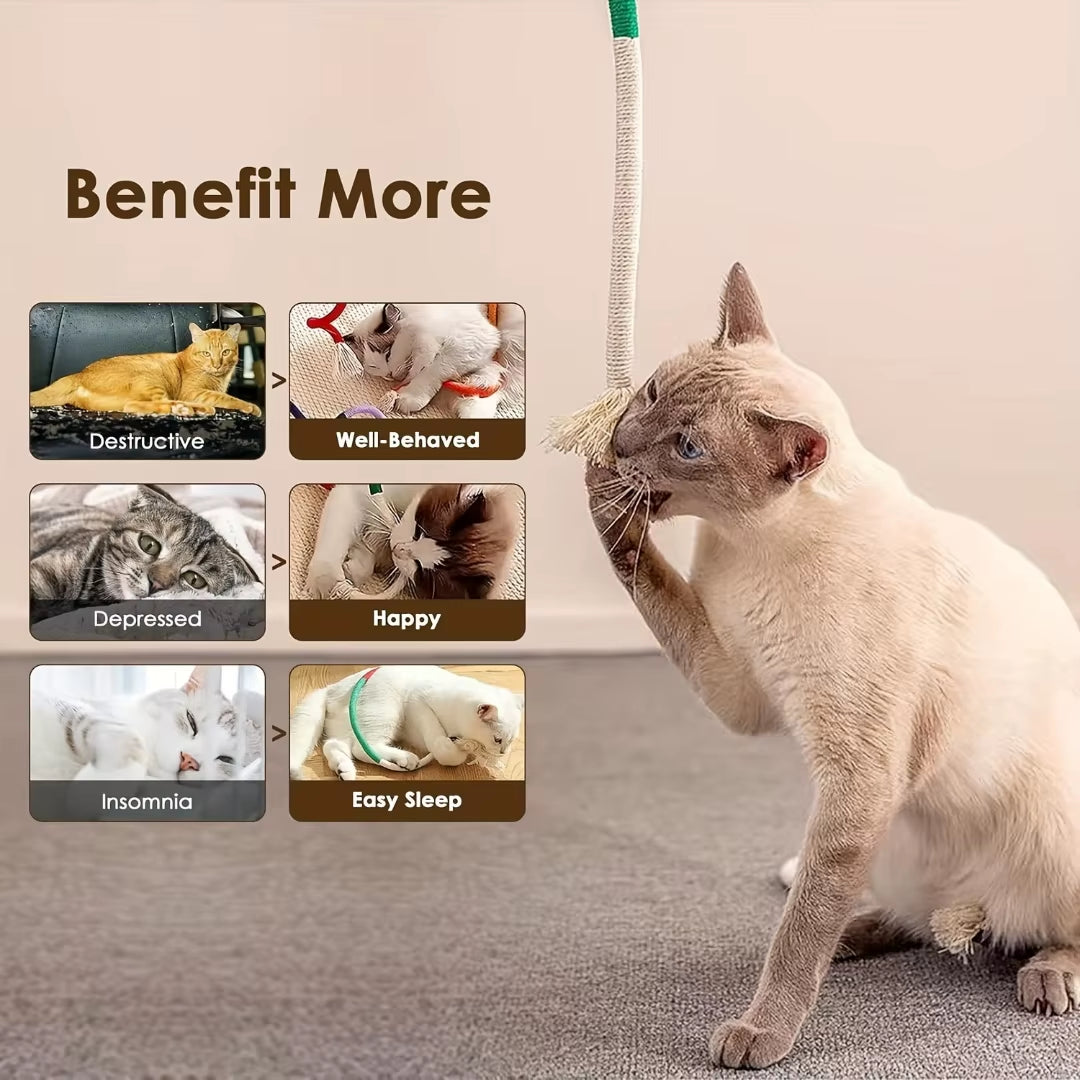 Cotton Cat Chew Toy for Teeth Cleaning, Catnip Rope Toys for Indoor Cats,Nibbling Exercise, Interactive Cat Nip Teething Toys Fo